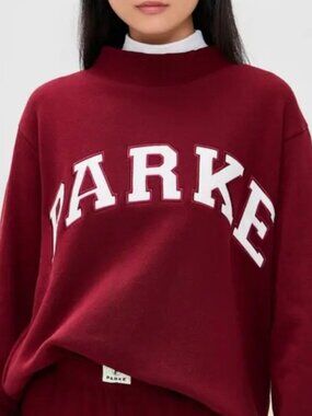 PARKE Varsity Mock Neck Sweatshirt Burgundy/Maroon & White (RARE)